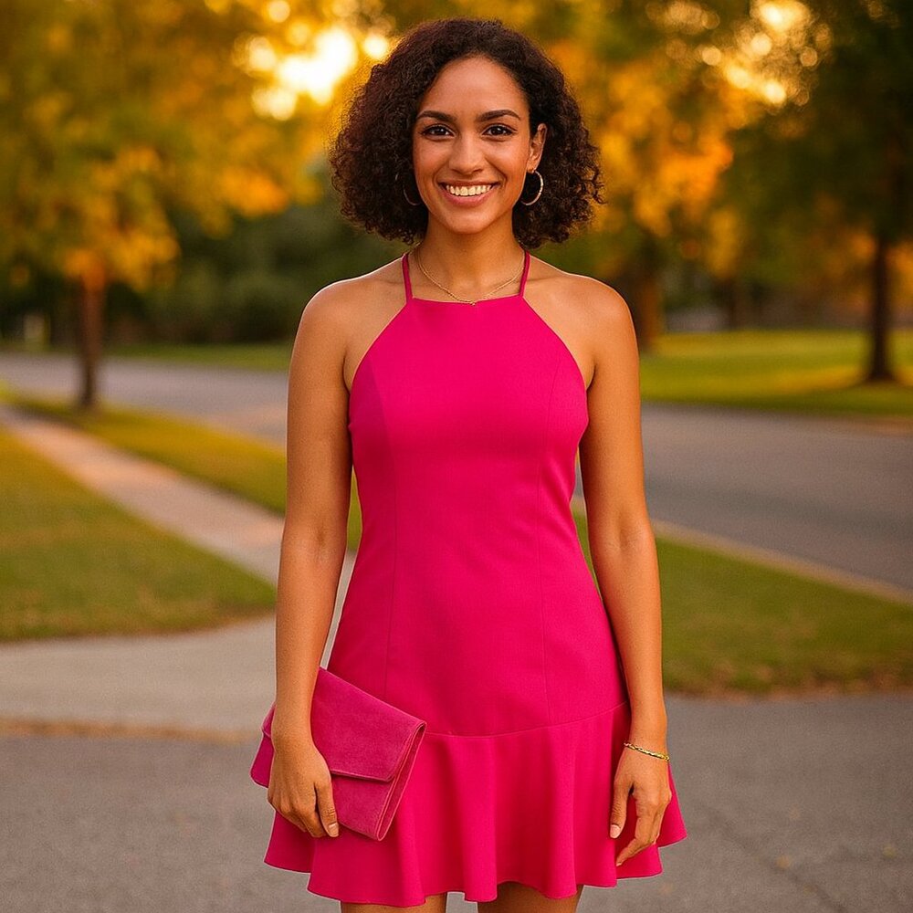 Amanda Uprichard Hot Pink Fit & Flare Dress Size Small